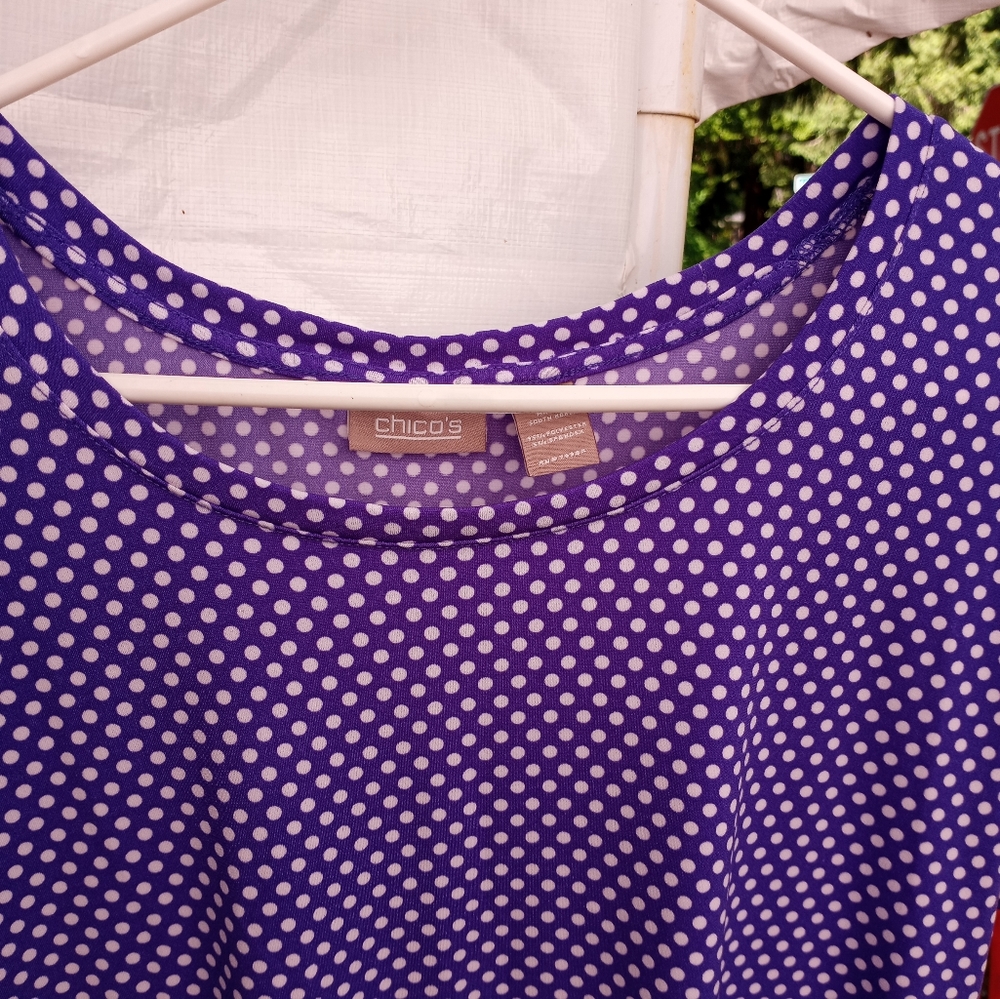 Blue with white polka-dot top by Chico's